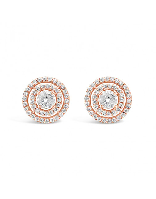 3 Row Diamond Pave Set Earrings In 18ct Rose Gold. Tdw 1.10ct